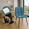 CLP 4er Set Esszimmerstuhl Tilde gepolstert mit Rückenlehne bis 150 kg belastbar,blau Stoff Bild 4