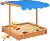 vidaXL Sandkasten mit verstellbarem Dach, Tannenholz natur / blau, 115 x 115 x 115 cm Bild 2