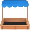 vidaXL Sandkasten mit verstellbarem Dach, Tannenholz natur / blau, 115 x 115 x 115 cm Bild 5