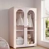 2-türiger Kleiderschrank, Lackkleiderschrank, Schlafzimmer-Aufbewahrungsschrank, Kinderkleiderschrank, mit Kleiderstange, Acryl-Transparenttüren, Keramikgriffen, Babyrosa, 80×50×120 cm Bild 3