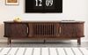 TV Schrank Lowboard 165x39 cm Braun Spanplatte Schiebetüren Klapptür Retro Design Wohnzimmer TV Board Bild 3
