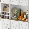 HOMECHO Küchenbuffet Küchenschrank mit Arbeitsplatte Buffetschrank mit 6 Türen Flaschenhalter und Glashalter 180x106x37cm Bild 3