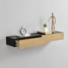 Wandregal Leknes 50x24x12 cm 2er Set mit Schublade Schwarz/Holzfarben en. casa Bild 5