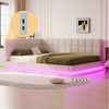 Flieks Polsterbett, Leinen Daybett Tagesbett Schlafsofa 160x200cm mit LED und USB Aufladen Bild 2