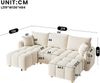 Merax L-/U-förmiges wandelbares Ecksofa, 5-Sitzer modulare Sofakombination mit 2 Hockern und Kissen, Chenille-Stoff, Cloud-Sofa, breite Armlehnen, Beige Bild 4