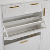 Merax Schuhschrank, mit verstellbaren Regalen, goldenen Griffen, 2 Schubladen, Klappschuhschrank und 2 Türen, weiß, B120/D24/H107 CM Bild 5
