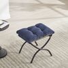 Bequemer Lounge Sessel mit Hocker, ergonomischer Relaxstuhl mit Armlehnen und Seitentasche, weicher Flanellbezug,Blau Bild 5