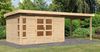 Gartenhaus Kastorf 7 - 364x244 cm plus Anbaudach 3,20m, 28 mm Holz naturbelassen, Karibu Bild 1