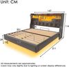 Polsterbett 140x200 cm Schwebebett mit LED-Beleuchtung, Kopfteil und Ladestation(1 Type-C, 3 USB-Anschlüsse), Modern Doppelbett mit Stauraum-Kopfteil und lattenrost, Leinen, Grau(Ohne Matratze) Bild 2