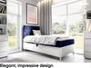 MEBLINI Kinderbett mit Bettkasten FILIPPO 1 90x200 Links – H3/Blau Samt Gepolstert Einzelbett mit Matratze - Polsterbett mit Stauraum - Bett mit Kopfteil – Stauraumbett Bild 2