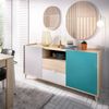 Dmora Asa Sideboard, Wohnzimmer-Buffet, modernes Wohnzimmer-Sideboard mit 2 Türen, 155 x 43 x 75 cm, Weiß und Eiche Bild 5