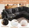 Merax U‑/L‑förmiges Ecksofa, 6‑Sitzer Modulsofa mit 2 beweglichen Fußhockern mit Stauraum, Armlehnen‑Seitentaschen und 4 Kissen; Chenille‑ und Waffelstruktur‑Stoff, grau Bild 2