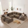 Modulares Ecksofa in Braun – Cordbezug, 69cm×297cm×177cm, breite Armlehnen und rutschfester Standfuß Bild 2