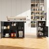 360° drehbarer Bartisch 210/140x30x100,9 cm, L-Form, schwarz, Marmorplatte & offener Stauraum Bild 3