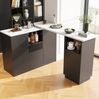 360° drehbarer Bartisch 210/140x30x100,9 cm, L-Form, schwarz, Marmorplatte & offener Stauraum Bild 2