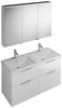 Burgbad EQIO Waschtisch Set mit Spiegelschrank 123 cm breit, Weiß Hochglanz, Doppelwaschbecken Keramik Weiß, 3-türig Anschlag links, 4 Schubladen Bild 2