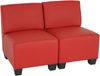 Modular 2-Sitzer Sofa Couch Lyon, Kunstleder ~ rot, ohne Armlehnen Bild 4