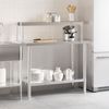 vidaXL Küchen-Arbeitstisch mit Aufsatzboard 110x55x120 cm Edelstahl 3208899 Bild 3