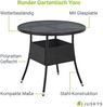 Juskys 'Yoro' Gartentisch mit Glasplatte, Polyrattan schwarz, Ø80cm Bild 2