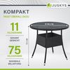 Juskys 'Yoro' Gartentisch mit Glasplatte, Polyrattan schwarz, Ø80cm Bild 3