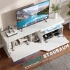 oyajia Lowboard TV-Schrank, Fernsehschrank mit RGB-LED und Stauraum (für Fernseher bis 65 Zoll), TV-Schrank mit Mit 2 Türen, Regalen und viel Stauraum, 140 x 35 x 49.5 cm Bild 4
