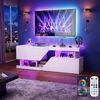 oyajia Lowboard TV-Schrank, Fernsehschrank mit RGB-LED und Stauraum (für Fernseher bis 65 Zoll), TV-Schrank mit Mit 2 Türen, Regalen und viel Stauraum, 140 x 35 x 49.5 cm Bild 2