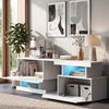 oyajia Lowboard TV-Schrank, Fernsehschrank mit RGB-LED und Stauraum (für Fernseher bis 65 Zoll), TV-Schrank mit Mit 2 Türen, Regalen und viel Stauraum, 140 x 35 x 49.5 cm Bild 3