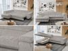 Mks Möbel 'Peter L-form' Ecksofa mit Bettfunktion, Bettkasten & einstellbaren Kopfstützen, Hellgrau, Cord, mit Topper, links Bild 2