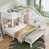 Merax Etagenbett 90*200cm+140*200cm, Kinderetagenbett, mit Garderobe, Multifunktionales Kinderbett, Mit Aufbewahrungstreppe, Ohne Matratze, Weiß Bild 2