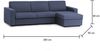Dmora Schlafsofa mit Halbinsel Allegria, drehbares Sofa zum Öffnen, umkehrbare Aufbewahrungshalbinsel, schmale Armlehnen, 100 % Made in Italy, 260 x 95 x 90 cm, Blau Bild 3