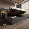 Polsterbett 180x200 cm mit Stauraum & Ladefunktion,Bett mit Touch-Leselampe,USB/Type-C Ports & Regal,Grau Bild 4
