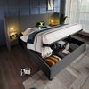 Polsterbett 180x200 cm mit Stauraum & Ladefunktion,Bett mit Touch-Leselampe,USB/Type-C Ports & Regal,Grau Bild 2