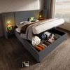 Polsterbett 180x200 cm mit Stauraum & Ladefunktion,Bett mit Touch-Leselampe,USB/Type-C Ports & Regal,Grau Bild 3