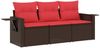 vidaXL 3-teiliges Gartensofa-Set mit Kissen, braun, Polyrattan 3219863 Bild 2