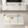 Wohnzimmermöbel Set TV-Schrank und Couchtisch Weiß Hochglanz mit Gold Details Stauraum modern Soft-Close Design Bild 2
