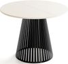 WFL GROUP Esstisch Naro Black ausziehbar rund mit schwarzen Lamellen, Metallbeinen (MADE IN EU, erhältlich in 2 Größen – 100/120 cm, ausziehbar auf 180/200 cm), platzsparender Tisch mit Lamellen für Küche, Esszimmer oder Wohnzimmer Bild 4