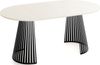 WFL GROUP Esstisch Naro Black ausziehbar rund mit schwarzen Lamellen, Metallbeinen (MADE IN EU, erhältlich in 2 Größen – 100/120 cm, ausziehbar auf 180/200 cm), platzsparender Tisch mit Lamellen für Küche, Esszimmer oder Wohnzimmer Bild 3