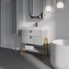 BADEDU PINA Waschbecken mit Unterschrank 70 cm breit, Grau, Waschbecken Gussmarmor Weiß, mit Füßen Bild 2