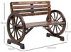 Outsunny Gartenbank 2-Sitzer Sitzbank Holzbank Parkbank im Wagenrad-Design, Bank mit Armlehne im Landhausstil bis 240 kg belastbar Tannenholz Verkohlt 105,5 x 56 x 79 cm Bild 2