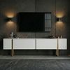 Modern TV Stand with Elegant White & Gold Finish, 180 x 50 x 30 cm | 100% Melamine Coated Particle Board, 18 mm Thickness | Stylish & Functional Design for Contemporary Living Rooms Bild 3
