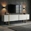 Modern TV Stand with Elegant White & Gold Finish, 180 x 50 x 30 cm | 100% Melamine Coated Particle Board, 18 mm Thickness | Stylish & Functional Design for Contemporary Living Rooms Bild 2