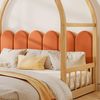 Ausziehbett 140/100×140/200 cm mit gebogenem Dach aus Kiefernholz – Natur/Orange Bild 3