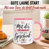 Momentals Tasse Abschiedsgeschenk Kollegin – „Mit dir zu arbeiten war ein Geschenk“, Gratis Versand · Links-&Rechtshänder · Spülmaschinenfest Bild 3