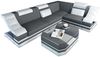 Stoff Ecksofa Bianchi L Form - Mikrofaserstoff - grau-weiß - Rechts Bild 1