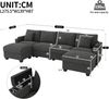 Merax Schlafsofa, Ecksofa, Wohnlandschaft U-Form mit Schlaffunktion, Modulares Cordsofa, mit Handyhalter und USB-Ladeanschluss, geeignet für Wohnzimmer, Schlafzimmer und Wohnung, Grau Bild 4
