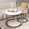 Runde Couchtische 2er-Set Beistelltisch Metallrahmen 60 cm weißer Marmorplatte Bild 5