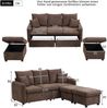 Merax Multifunktionale Ecksofa U-Form-Dreisitzer Polster-Sofa mit Staufunktion – Inklusive Schubladen + Hocker mit Staufach, modular zerlegbares Sofa-Set mit Schlaffunktion, Cord-Stoff, braun Bild 4