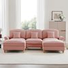 Klassisches modulares U-förmiges Sofa, Chenille, Trichter-Armlehnen, abnehmbare Rüschenschürze, spindelförmige Beine, beweglicher Hocker, weiches, tiefes Cloud-Sofa fürs Wohnzimmer, rosa Bild 4