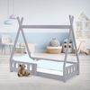 ML-DESIGN Kinderbett Hausbett Tipi Zeltbett inkl. Lattenrost Bodenbett Kinder Himmelbett, Abenteuerbett mit Rausfallschutz Zelt Spielbett Kiefer Grau Kinderhaus Bild 2