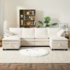 L-förmiges Sofa 280x152x83 cm Beige, modular mit USB-Ladung, Staufächern & 2 Hockern Bild 2